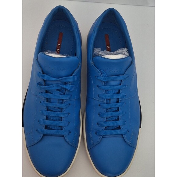 Prada Sport Vitello Leather Golf Sneakers Men\'s Sz 9 Blue Lace Up Designer Golf main image 15